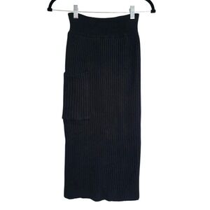 Paper Label Grace Tube Skirt Black Chunky Knitted Midi Small